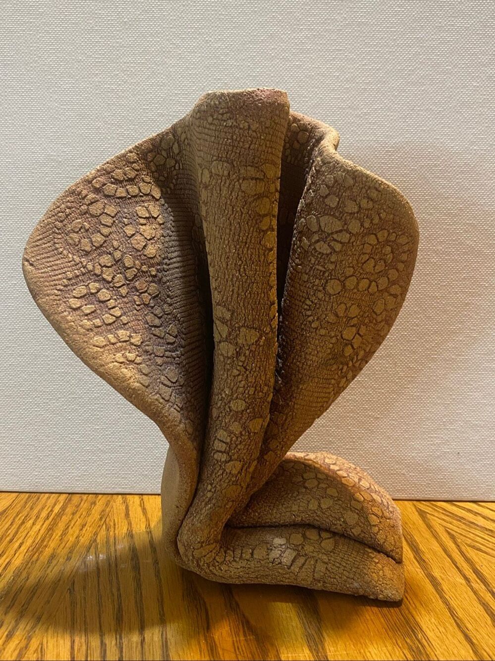 Artist Signed Studio Art Pottery Sculptural Folded Vase Brown Brutalist 8”